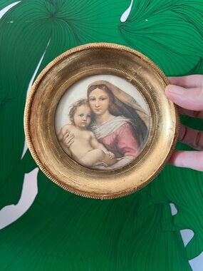 Vintage Italian Religious Florentine Madonna Mary with Child Renaissance Art